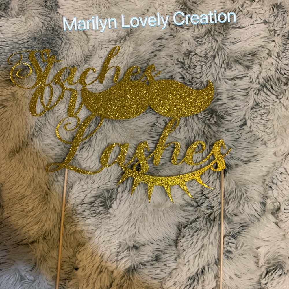 Staches or Lashes cake topper